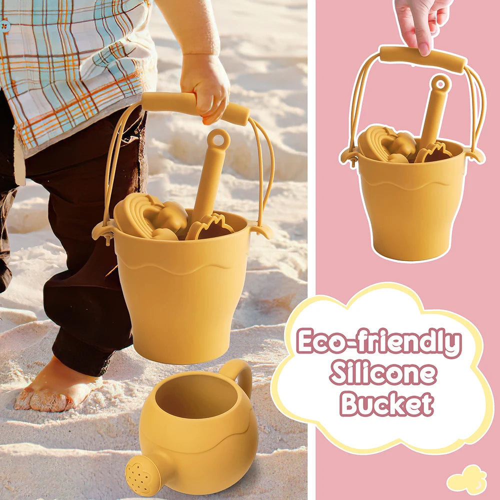 9PCS/8PCS Summer Beach Set Toys For Kids Digging Sand Plastic Bucket Watering Bottle Shovels Children Beach Water Game Toys Tool - Novo Fusion
