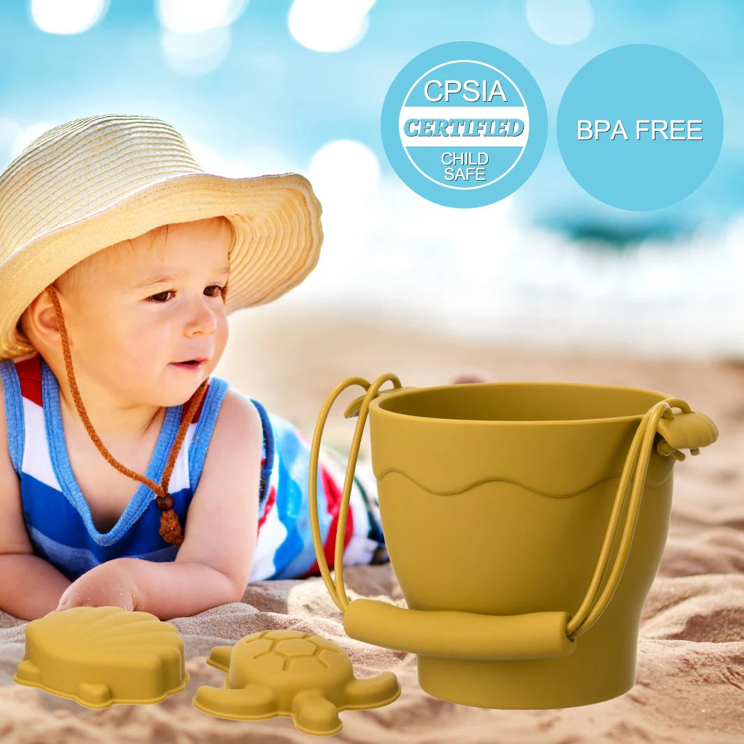 8pcs/Set Beach Toys Eco-Friendly, BPA-Free, Food-Grade Silicone - Fun Summer Outdoor Toys for Kids with Bucket & 4 Color Sand - Novo Fusion