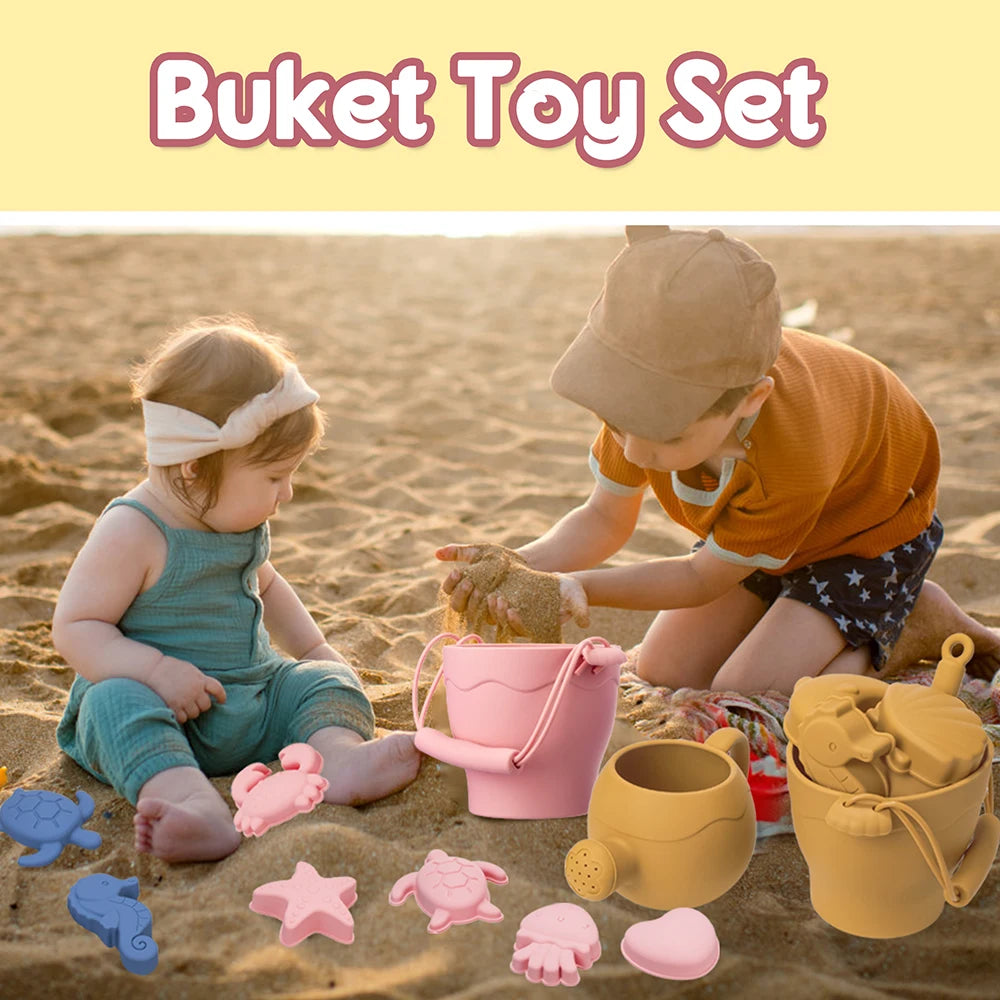 9PCS/8PCS Summer Beach Set Toys For Kids Digging Sand Plastic Bucket Watering Bottle Shovels Children Beach Water Game Toys Tool - Novo Fusion