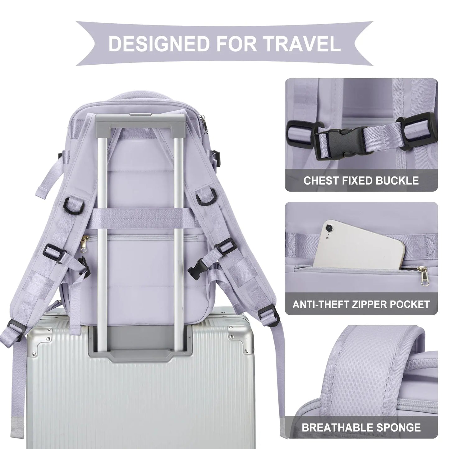 Women's Cabin Travel Backpack Laptop Bag Large Capacity Easyjet Carry-Ons 45x36x20 Backpack Ryanair 40x20x25 Water Resistant Bag - Novo Fusion