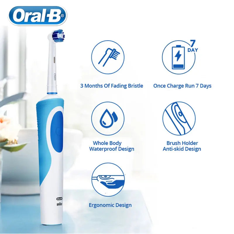 Oral B Electric Toothbrush Adult Rotation Clean Teeth Charging Tooth Brush 3D Whiten Teeth Oral Care Brush With Gift Brush Heads - Novo Fusion