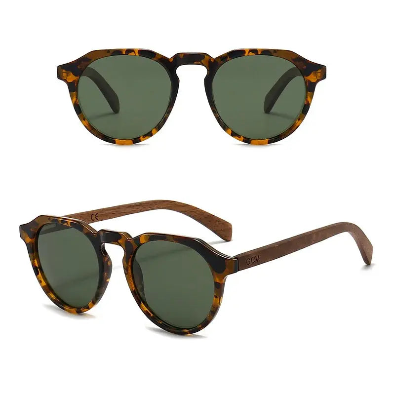GCV Brand Advanced Walnut Wood Hawksbill Leopard Grain Frames Ultralight Sunglasses Men Women Female Polarized Delicate Fashion - Novo Fusion