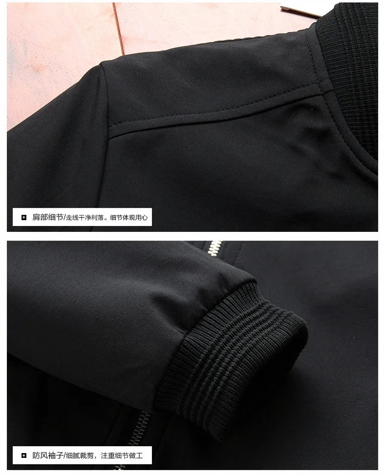 Men Bomber Jacket Thin Slim Long Sleeve baseball Jackets Mens Windbreaker Zipper Windbreaker Jacket Male Outwear Brand Clothing - Novo Fusion