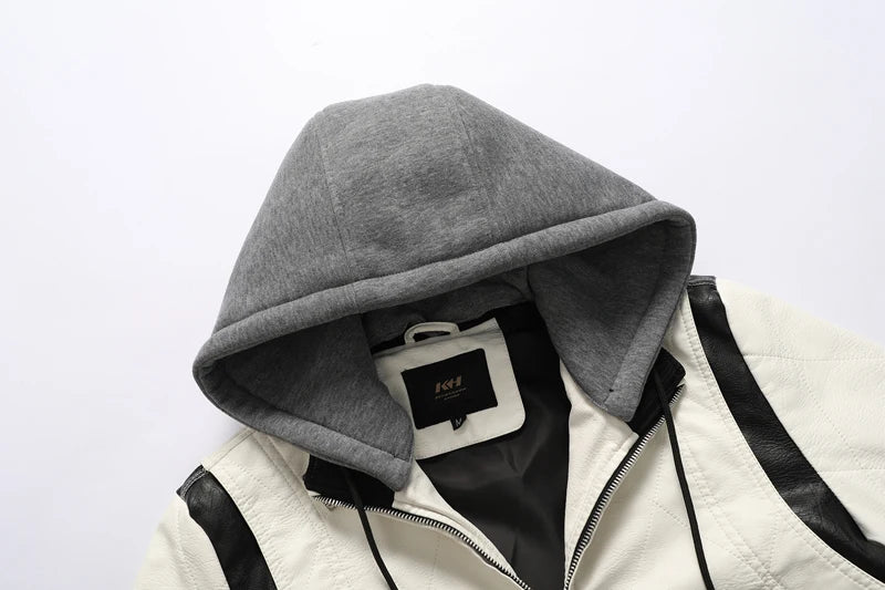 Autumn Winter Bomber Leather Jacket Men Scorpion Embroidery Hooded Jacket PU Leather Motorcycle Mens Ryan Gosling Drive Jacket - Novo Fusion