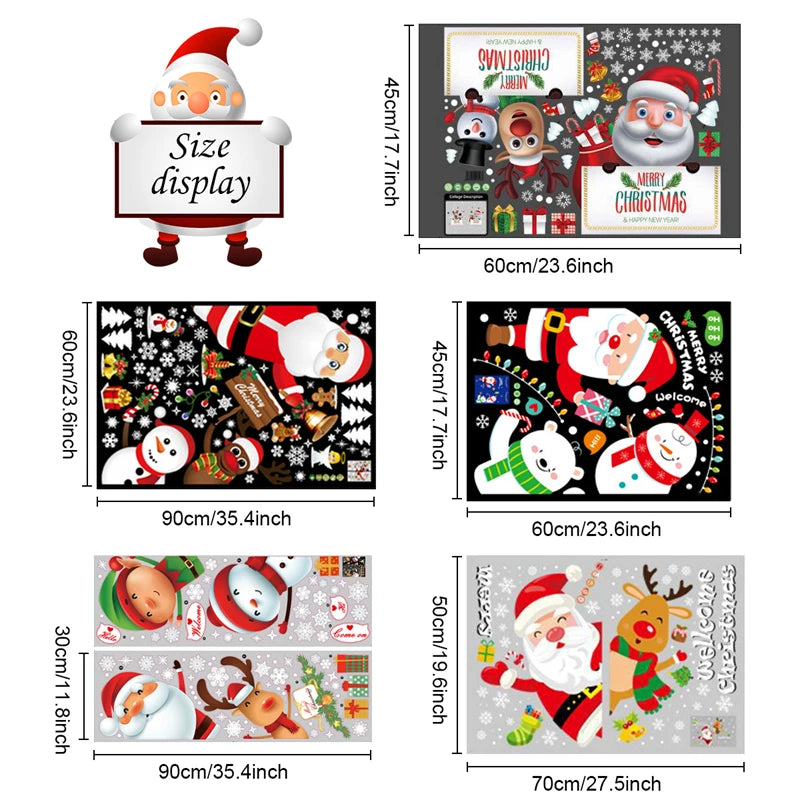 Christmas Wall Window Stickers Marry Christmas Decoration For Home 2024 Christmas Ornaments Xmas Tree Navidad Gift New Year 2025 - Novo Fusion