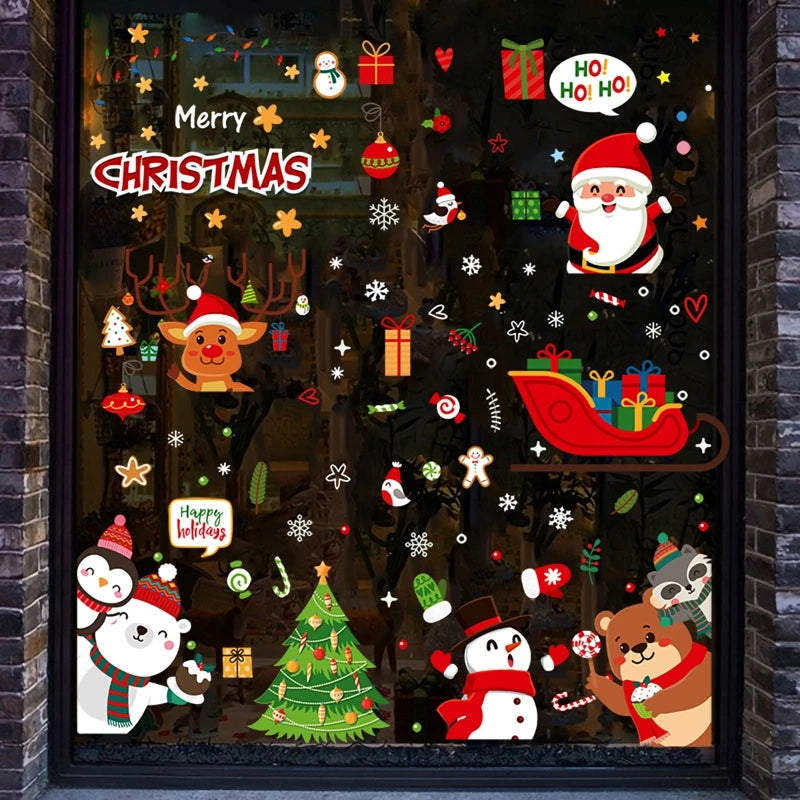 Christmas Wall Window Stickers Marry Christmas Decoration For Home 2024 Christmas Ornaments Xmas Tree Navidad Gift New Year 2025 - Novo Fusion