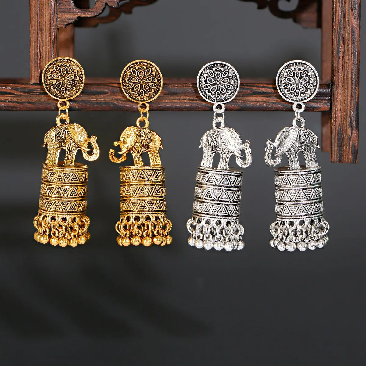 Retro Earrings for Women Female Gold Silver Color Elephants Tassel Hanging Dangle Earrings 2023 Indian Jewelry Accessories Novo Fusion - Chic Essentials for Life's Canvas