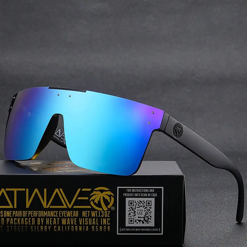 NEW High quality luxury Heat Wave brand Polarized sunglasses square Conjoined lens Women men sun glasses UV400 - Novo Fusion