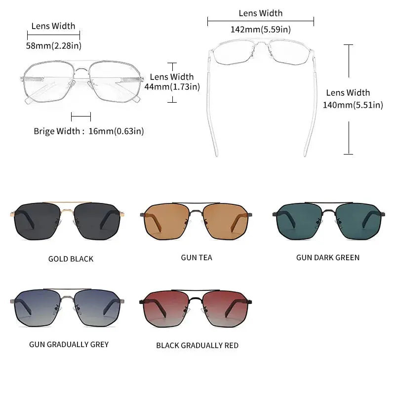 GCV 2021 Brand Classic Pilot Square Polarized Sunglasses Metal Frame Men's Driving Male Sun Glasses Eyewear UV Blocking Luxury - Novo Fusion