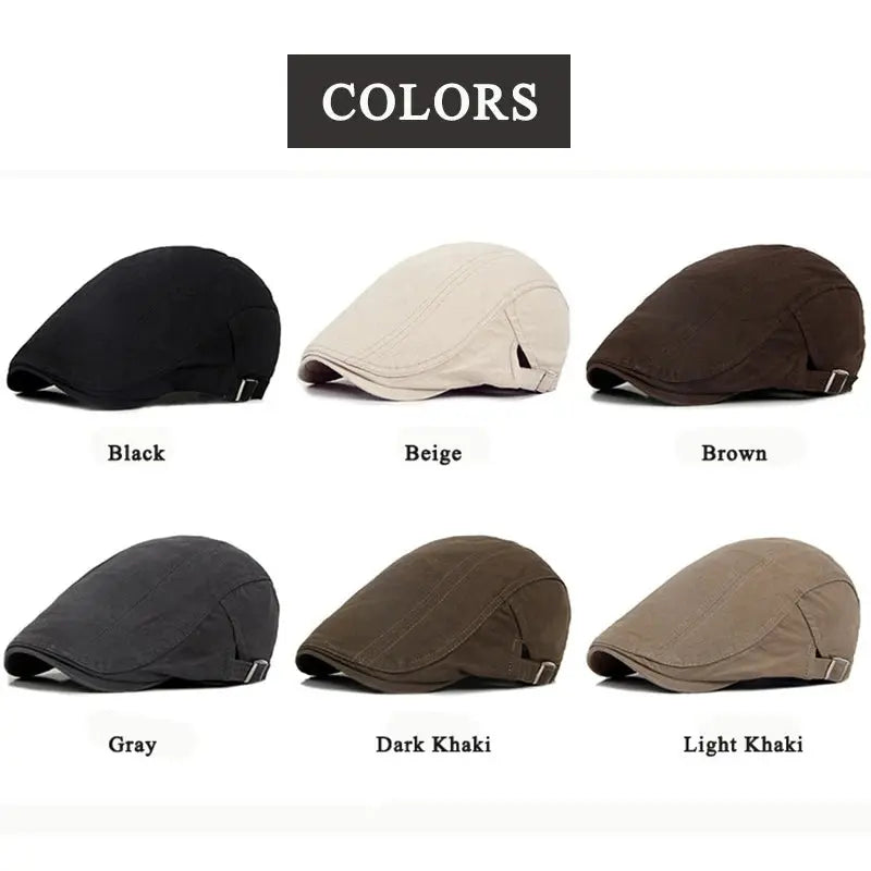 Casual Beret Hats Men Women Solid Forward cap Washed Cotton Beret Cap Spring Summer Flat Peaked Caps Painter Visor Adult - Novo Fusion