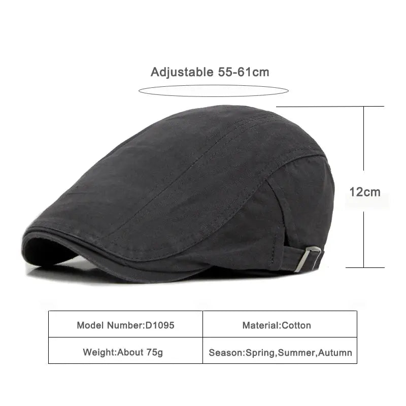 Casual Beret Hats Men Women Solid Forward cap Washed Cotton Beret Cap Spring Summer Flat Peaked Caps Painter Visor Adult - Novo Fusion