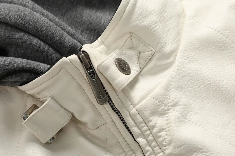 Autumn Winter Bomber Leather Jacket Men Scorpion Embroidery Hooded Jacket PU Leather Motorcycle Mens Ryan Gosling Drive Jacket - Novo Fusion