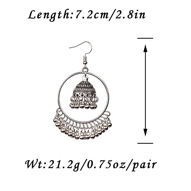 New Big Round Traditional Indian Bell Ladies Drop Earrings Women Gypsy Tassel Dangle Earrings Pakistani Jewelry Jhumka Earrings Novo Fusion - Chic Essentials for Life's Canvas