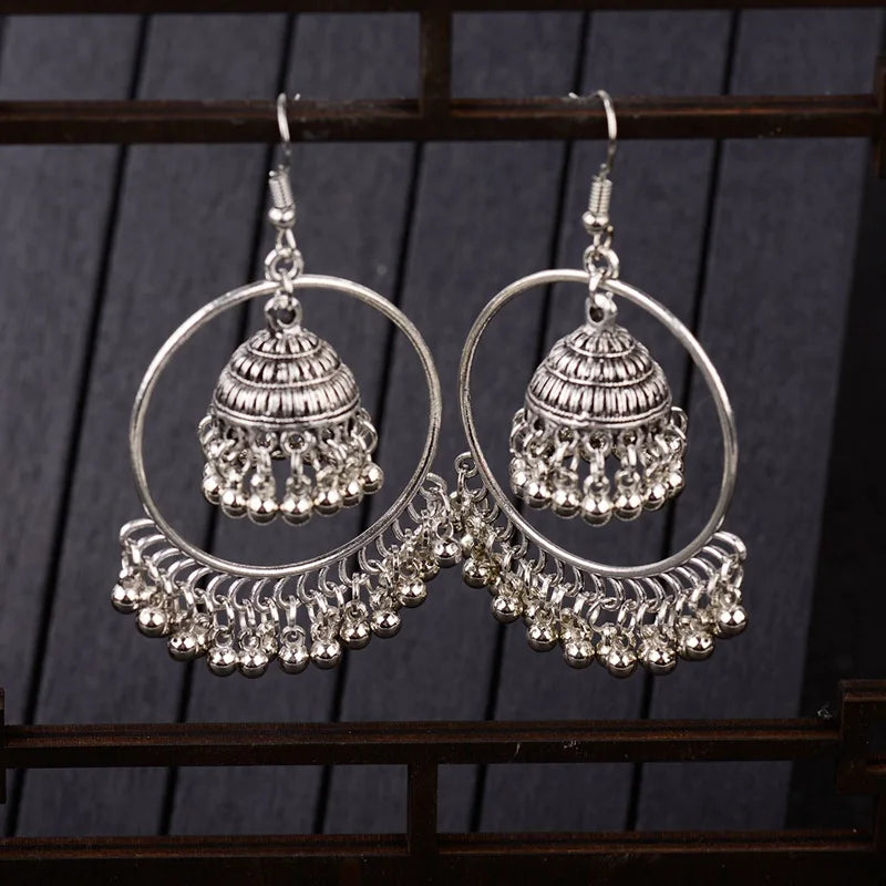 New Big Round Traditional Indian Bell Ladies Drop Earrings Women Gypsy Tassel Dangle Earrings Pakistani Jewelry Jhumka Earrings Novo Fusion - Chic Essentials for Life's Canvas