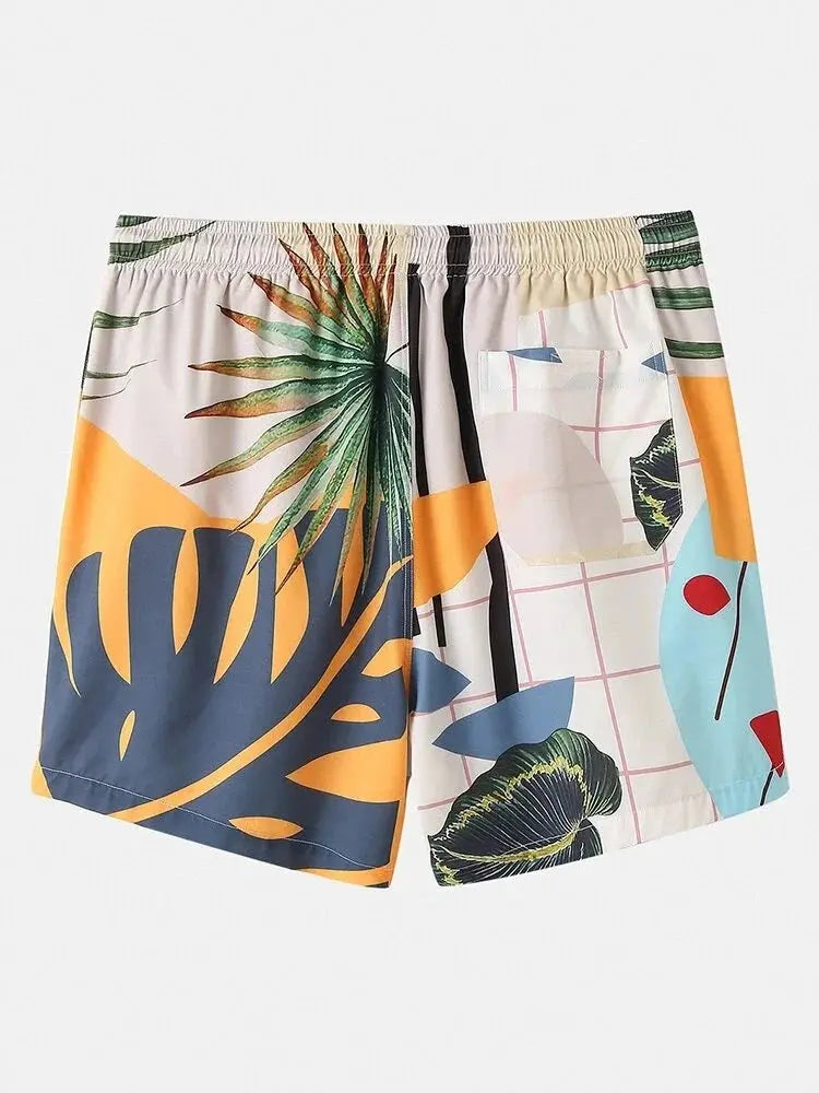 Mens Hawaiian Shirts & Shorts Tropical Turtle Leaf Print Beach Short Sleeve Swim Vacation Outfits Sets Two Pieces Beachwear - Novo Fusion