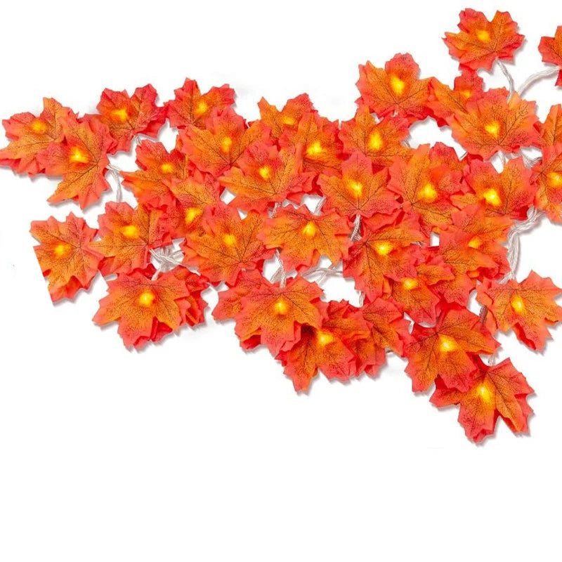 2/3/6M Christmas Decoration Artificial Maple Leaf Leaves LED Light String Lantern Garland Home Party DIY Deco Halloween New Yea - Novo Fusion