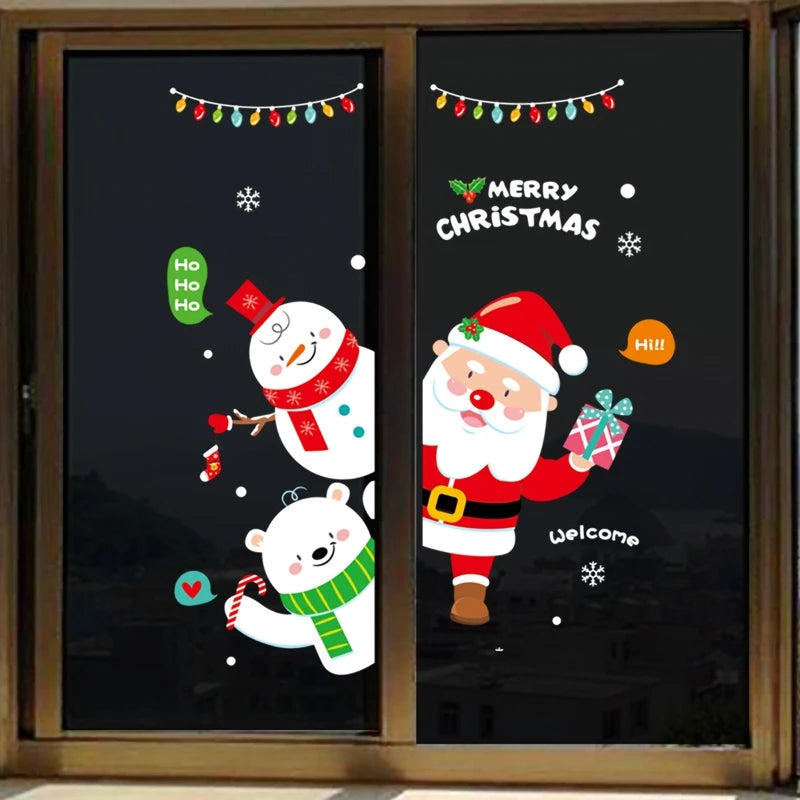 Christmas Wall Window Stickers Marry Christmas Decoration For Home 2024 Christmas Ornaments Xmas Tree Navidad Gift New Year 2025 - Novo Fusion