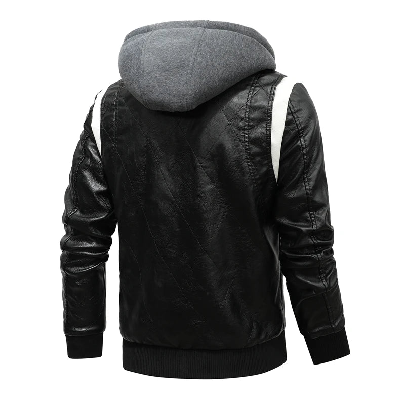 Autumn Winter Bomber Leather Jacket Men Scorpion Embroidery Hooded Jacket PU Leather Motorcycle Mens Ryan Gosling Drive Jacket - Novo Fusion