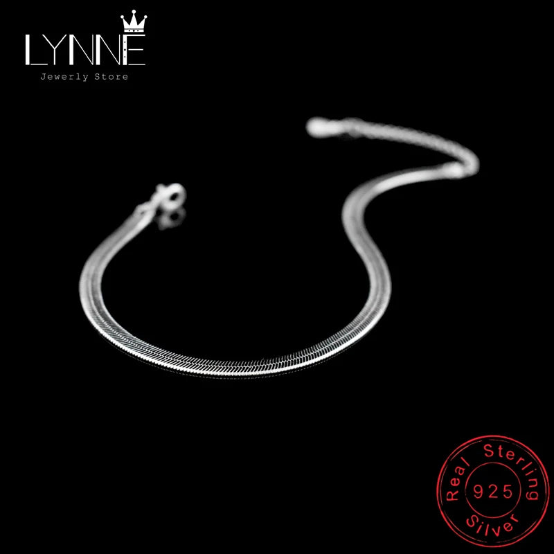 New Arrival Anklet 925 Sterling Ladies Silver Anklets Bracelet Flat Snake Chain For Women Foot Jewelry Barefoot Sandals Anklets - Novo Fusion