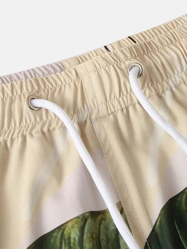 Mens Hawaiian Shirts & Shorts Tropical Turtle Leaf Print Beach Short Sleeve Swim Vacation Outfits Sets Two Pieces Beachwear - Novo Fusion