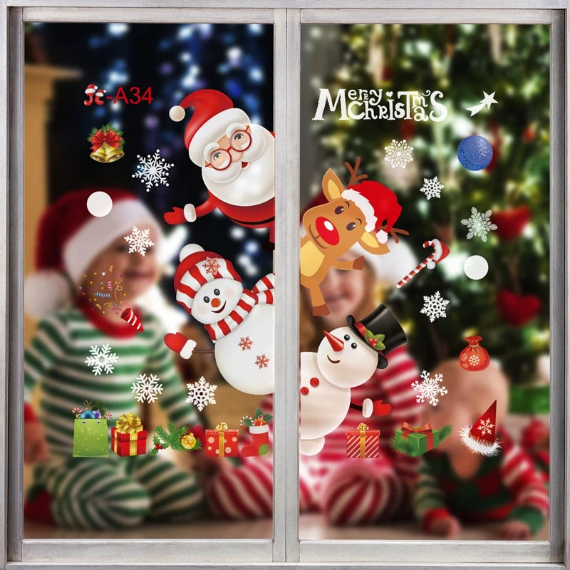 Christmas Wall Window Stickers Marry Christmas Decoration For Home 2024 Christmas Ornaments Xmas Tree Navidad Gift New Year 2025 - Novo Fusion