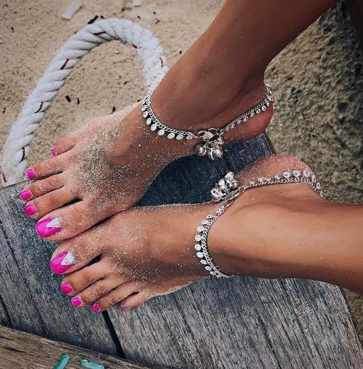 Fashion Sexy Women Silver Color Jewelry Style Indian Traditional Belly Dance Anklet with Jingling silver bell anklet Novo Fusion - Chic Essentials for Life's Canvas