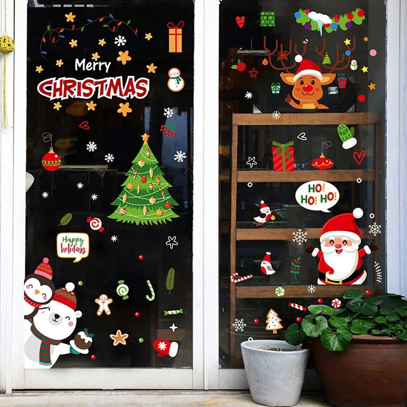 Christmas Wall Window Stickers Marry Christmas Decoration For Home 2024 Christmas Ornaments Xmas Tree Navidad Gift New Year 2025 - Novo Fusion