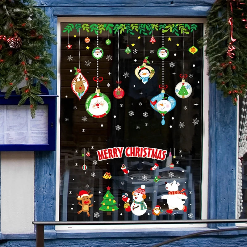 Christmas Wall Window Stickers Marry Christmas Decoration For Home 2024 Christmas Ornaments Xmas Tree Navidad Gift New Year 2025 - Novo Fusion