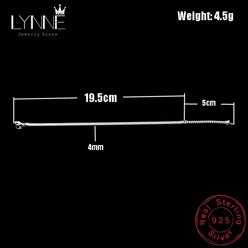New Arrival Anklet 925 Sterling Ladies Silver Anklets Bracelet Flat Snake Chain For Women Foot Jewelry Barefoot Sandals Anklets - Novo Fusion