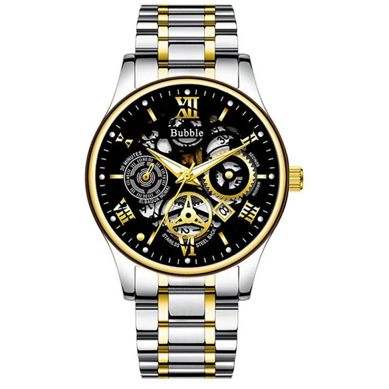 UTHAI L93 Watch For Men Trendy High end Light Luxury Versatile Quartz Watches Glow Waterproof Roman Hollow Male's Clock Watch - Novo Fusion