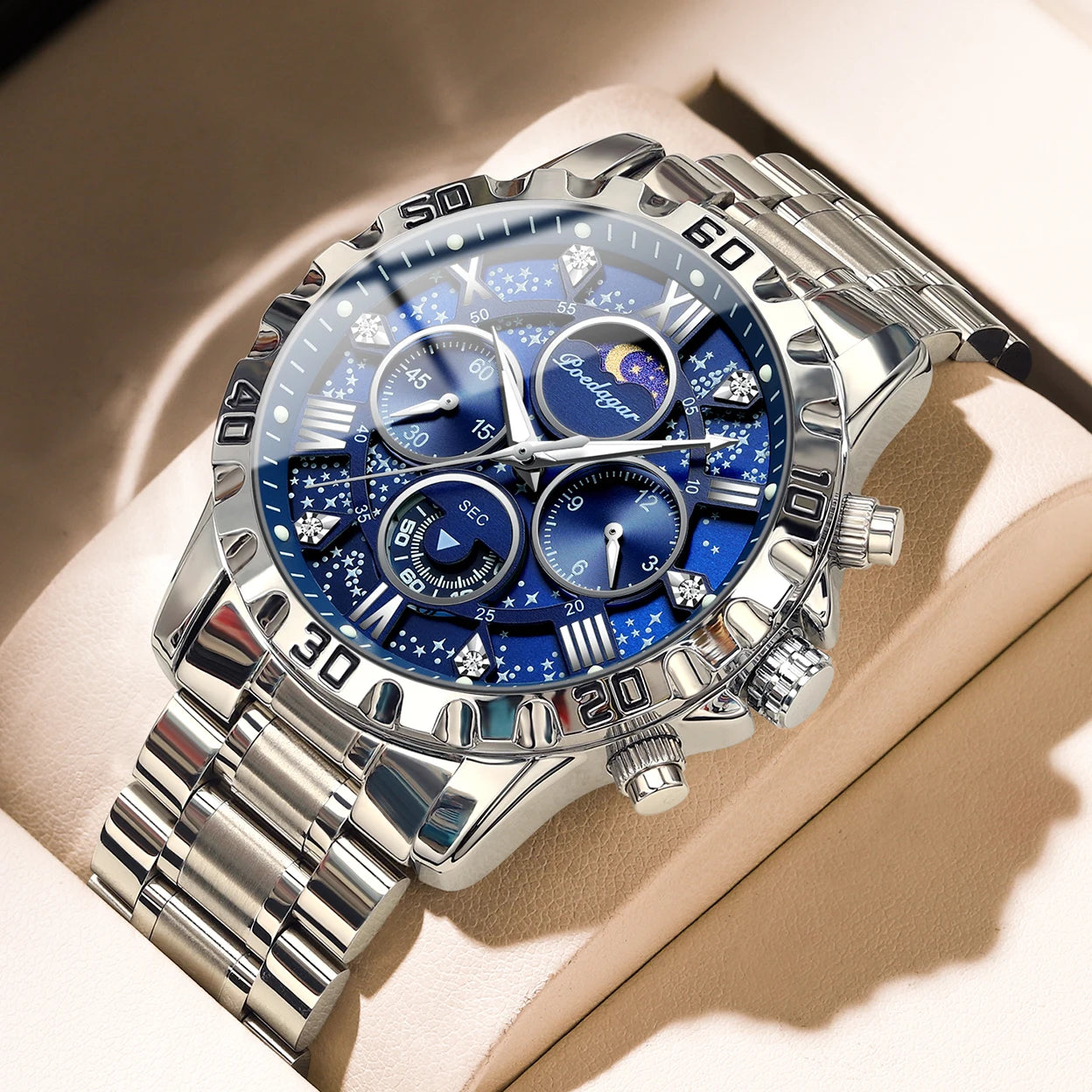 POEDAGAR Luxury Watch for Man Quartz Sports Men Watch Waterproof Luminous Stainless Steel Chronograph Men's Watches Clock Reloj - Novo Fusion