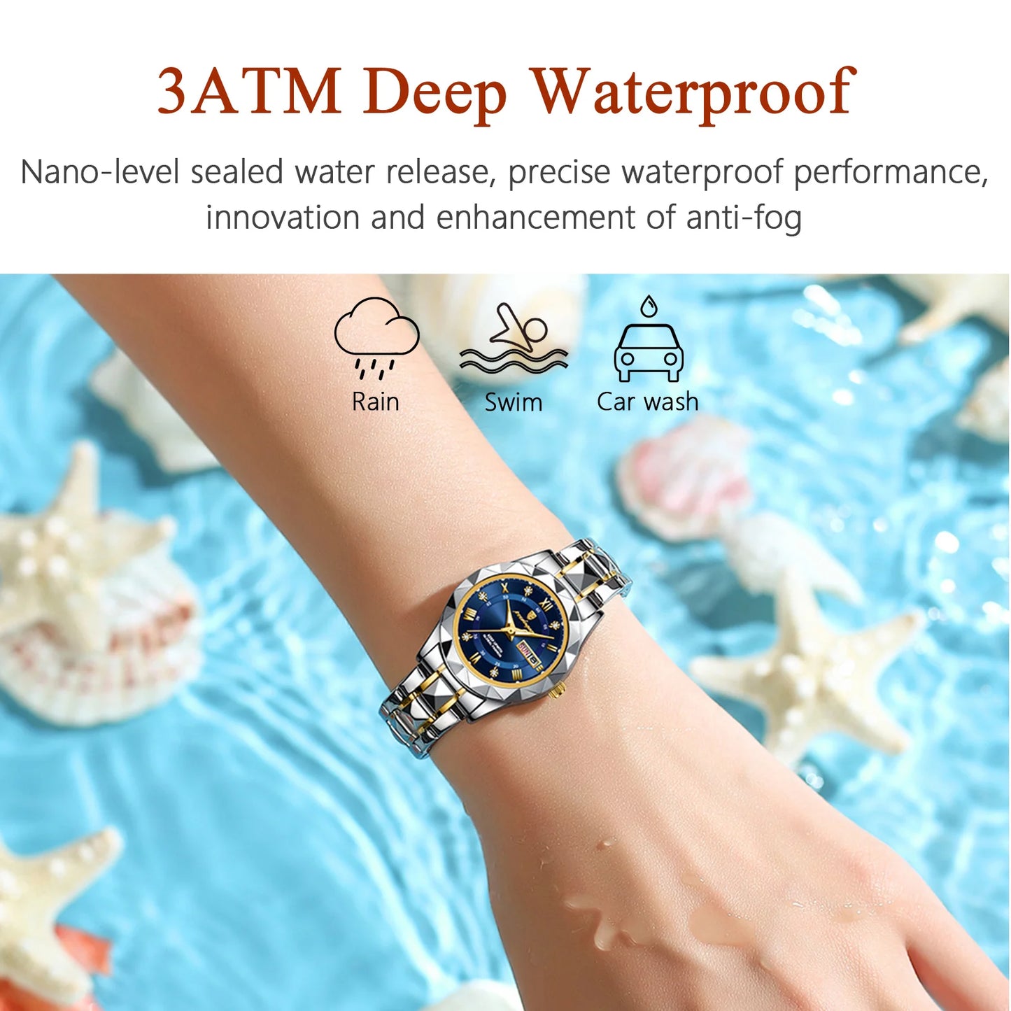 POEDAGAR Luxury Ladies Dress Watch Luminous Waterproof Week Date Woman Wristwatch Stainless Steel Women Quartz Watches reloj+box - Novo Fusion