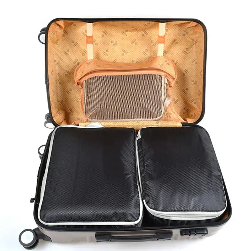 Set/3 pieces Compressible Packing Travel Storage Bag Cubes Waterproof Suitcase Nylon Portable With Handbag Luggage Organizer - Novo Fusion