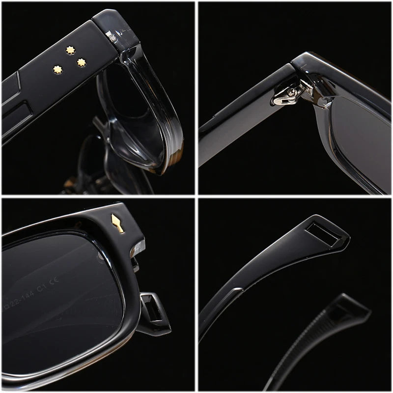 SO&EI Retro Square Sunglasses Women Fashion Brand Designer Gradient Shades UV400 Men Trending Rivets Punk Sun Glasses - Novo Fusion