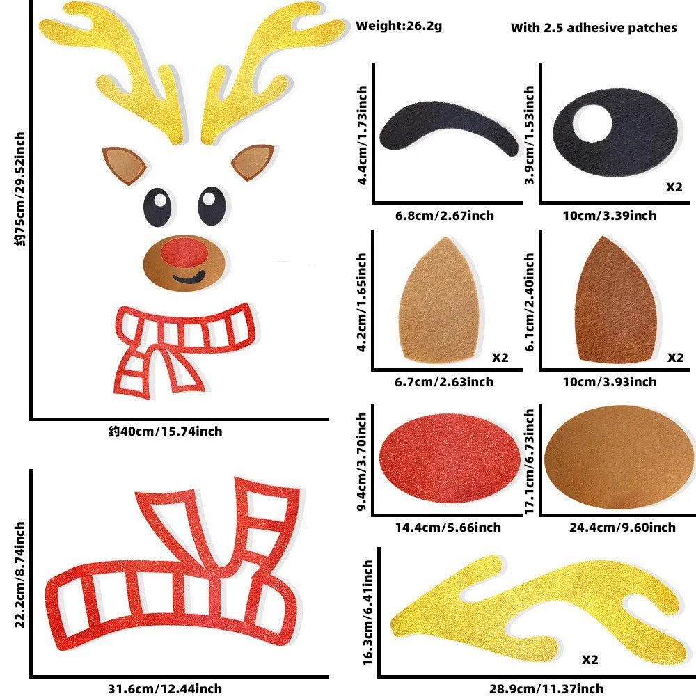 Christmas Door Window Stickers Felt Cloth Snowman Santa Claus Elk Wall Sticker Christmas Home Decoration Happy New Year 2024 - Novo Fusion