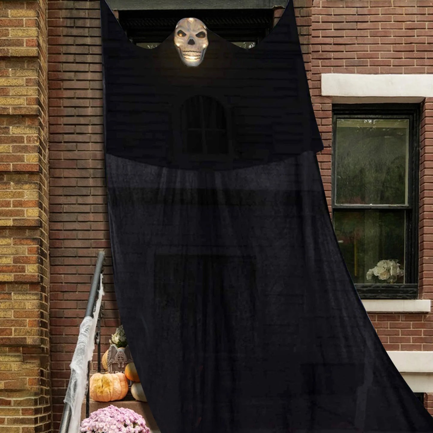 Halloween Hanging Decoration Scary Horror Atmosphere Motion Sound Activated Luminous Mask Haunted House Yard House Flying Props