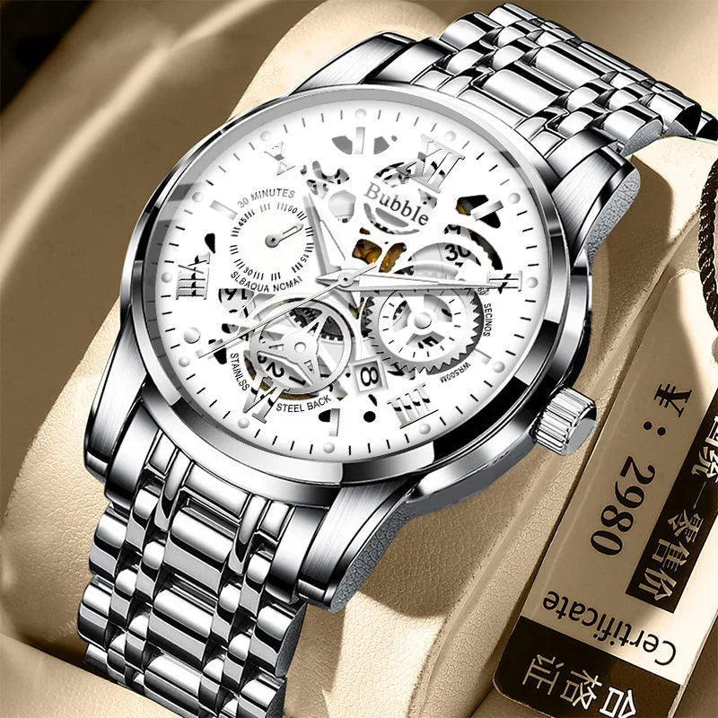UTHAI L93 Watch For Men Trendy High end Light Luxury Versatile Quartz Watches Waterproof Roman Hollow Male's Clock Watch - Novo Fusion
