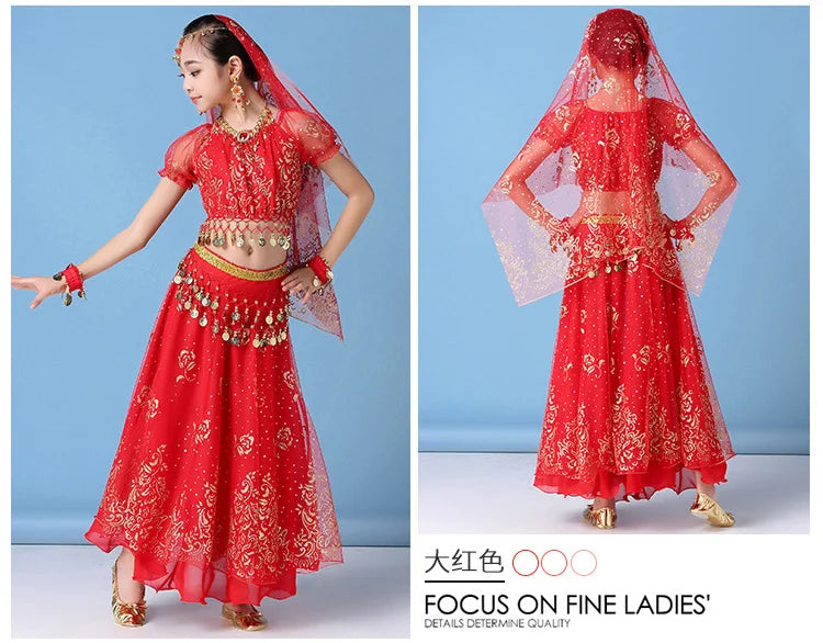 4pcs/set New Kids Belly Dance Costume Set Oriental Indian Dancing Costumes Belly Dance Wear Dress Indian Clothes for Girls Novo Fusion - Chic Essentials for Life's Canvas