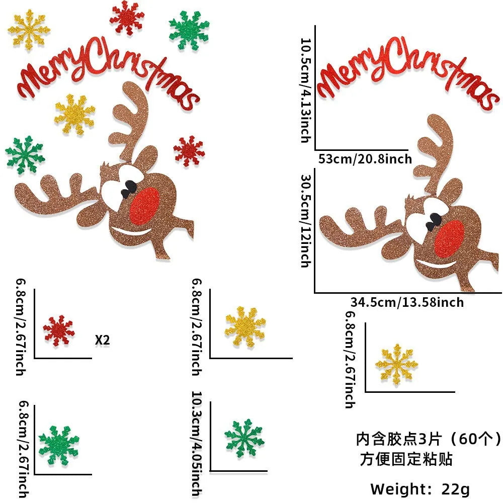 Christmas Door Window Stickers Felt Cloth Snowman Santa Claus Elk Wall Sticker Christmas Home Decoration Happy New Year 2024 - Novo Fusion