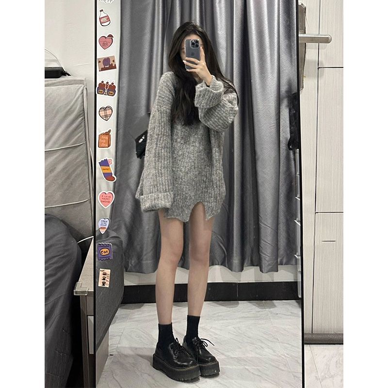 Women 2023 Autumn Winter New Suits O-neck Sweater Knit Pullover Tops Female Straight Denim Pants Ladies Two Piece Sets R603 - Novo Fusion