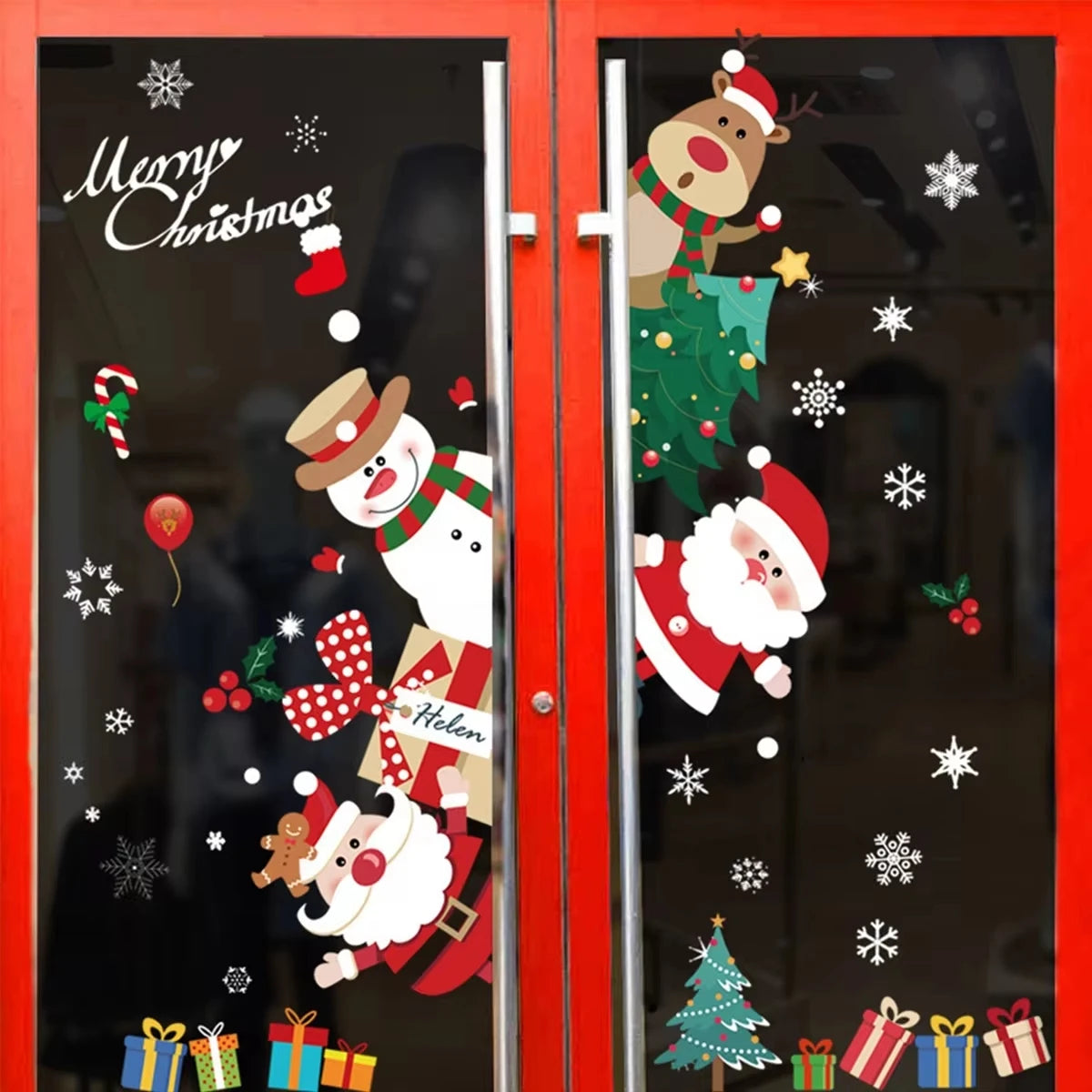Christmas Window Stickers Merry Christmas Decorations For Home 2024 Christmas Wall Sticker Kids Wall Decals Happy New Year 2025 - Novo Fusion