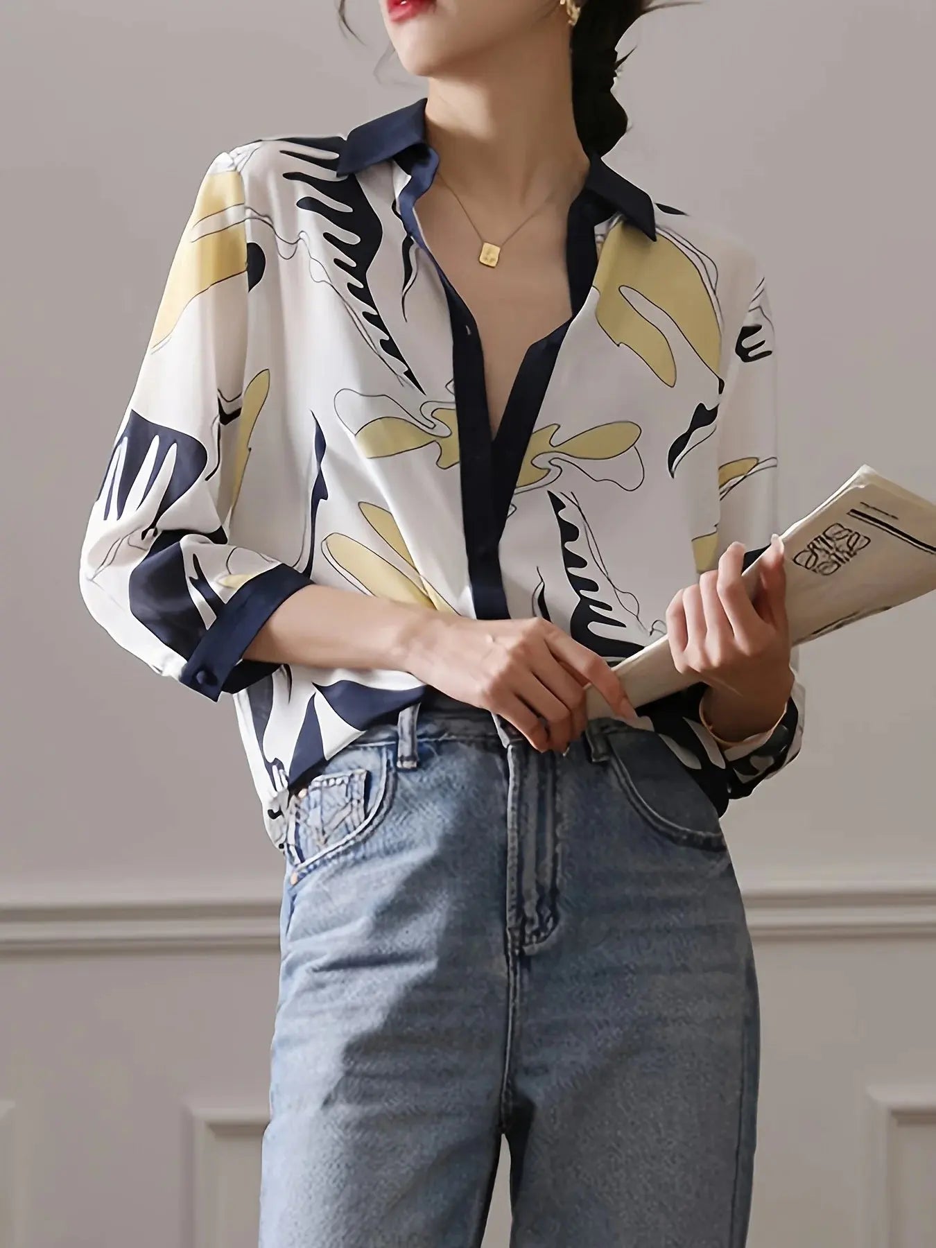 Fashion luxury ladies shirt France style woman printing blouse Spring Summer half sleeve Tops blusa mujer - Novo Fusion