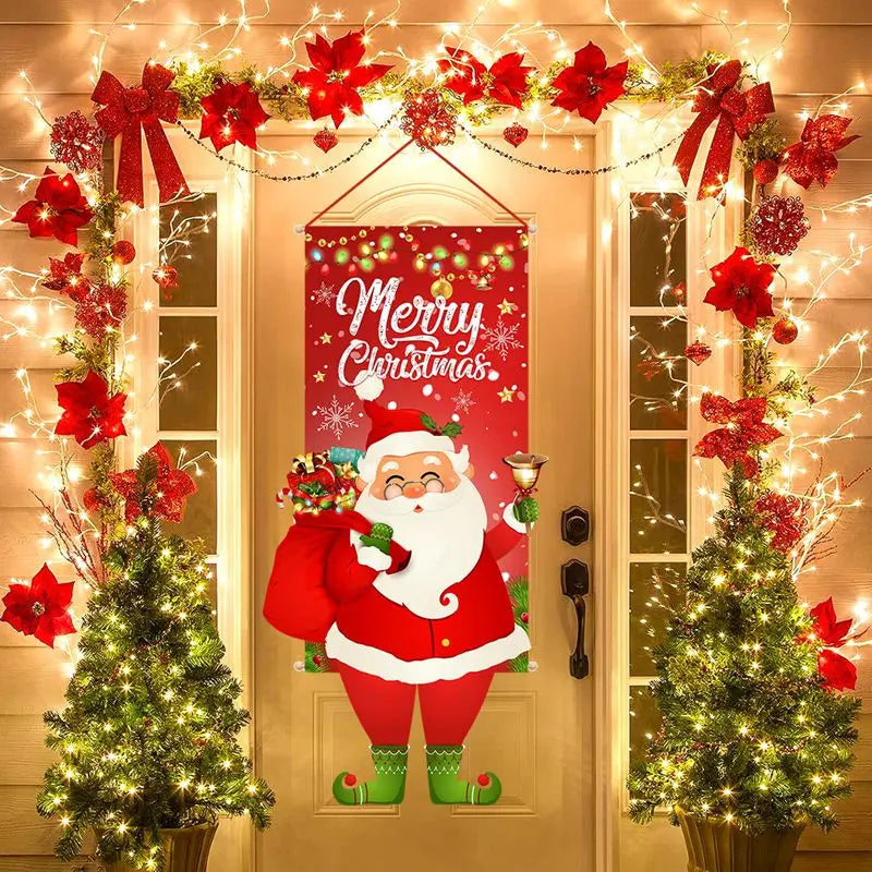 Santa Claus Hanging Flag Merry Christmas Decorations For Home 2024 Christmas Ornaments Navidad Natal Xmas New Year Gifts 2025 - Novo Fusion