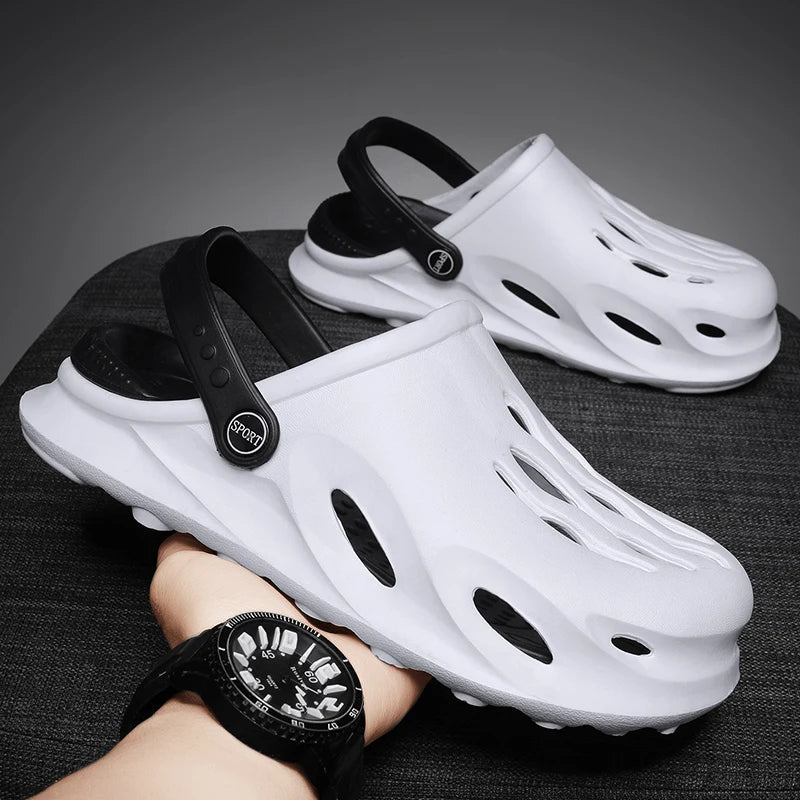 Summer Men's Sandals Clogs Thick Sole Slipper Waterproof Anti-Slip Sandals Flip Flops Non-slip Soft EVA Hole Shoes - Novo Fusion
