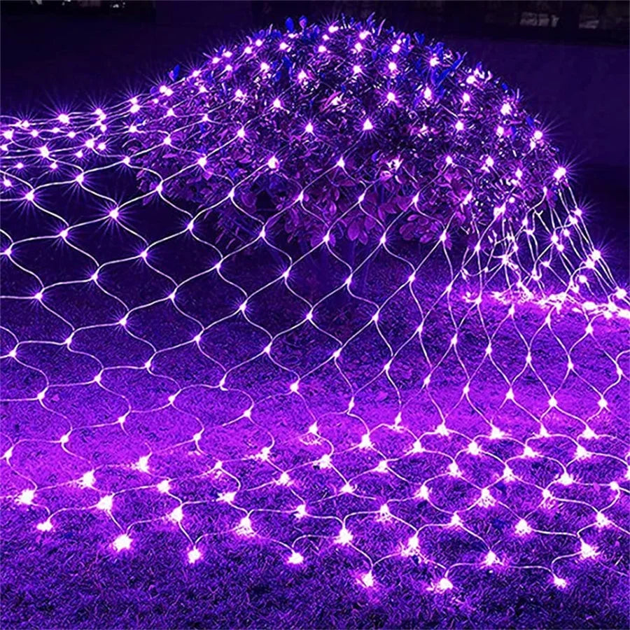 Halloween purple LED Net Mesh Fairy String Light Garland Window Curtain Christmas Fairy Light Wedding Party Garland Light - Novo Fusion