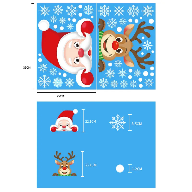 Christmas Window Stickers Santa Claus Snowflake DIY Wall Decal 2023 Christmas Decorations For Home New Year Ornaments Gift 2024 - Novo Fusion