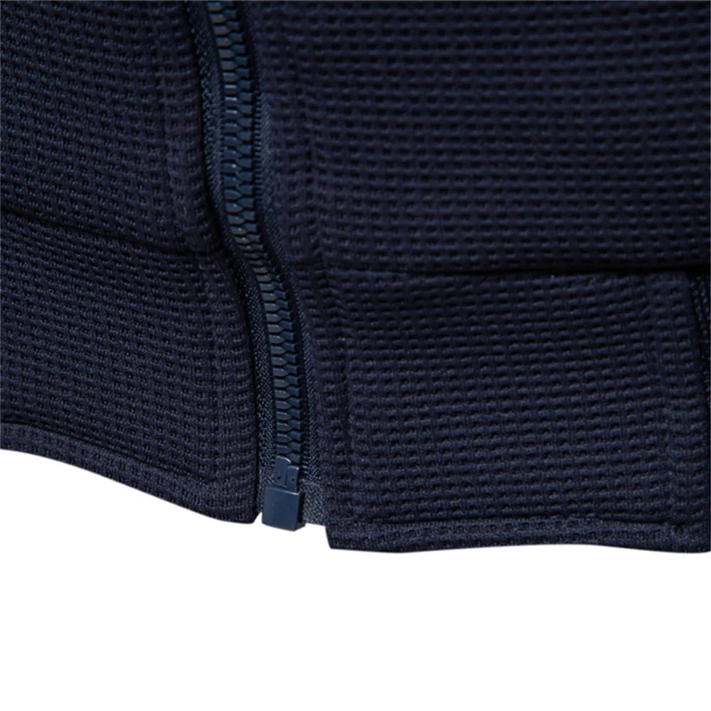 AIOPESON Mens Waffle Fleece Lined Bomber Jacket Autumn Winter Warm Casual Zipper Pocket Outwear Jackets and Coats for Men - Novo Fusion