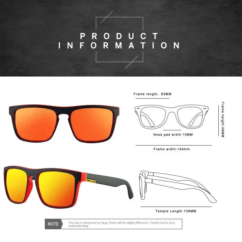 Fashion Square Vintage Polarized Sunglasses Men Women Retro Driving Fishing Luxury Brand Designer Sun Glasses UV400 Eyewear - Novo Fusion