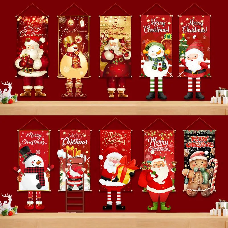 Santa Claus Hanging Flag Merry Christmas Decorations For Home 2024 Christmas Ornaments Navidad Natal Xmas New Year Gifts 2025 - Novo Fusion