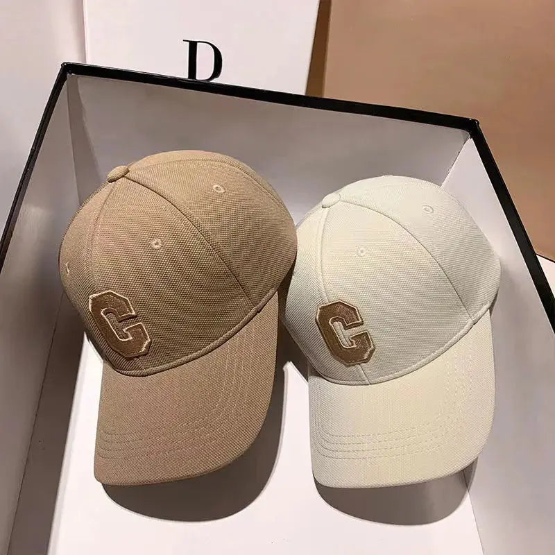 Hats for Men 2023 New C Letter Embroidered Baseball Cap Kpop Fashion Couple Snapback Cap Men and Women Sun Hats Chapeau Homme - Novo Fusion